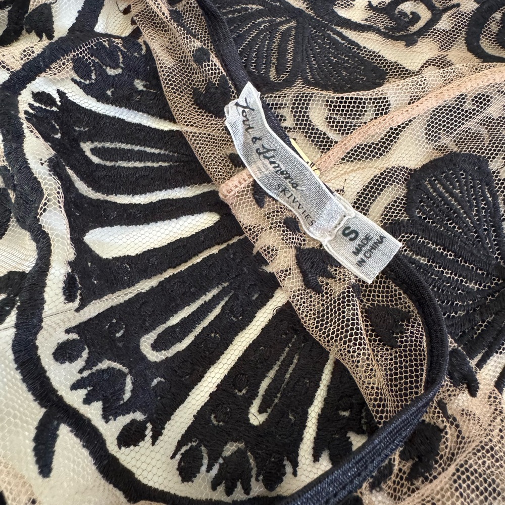 For Love & Lemons Karina Sheer Black Embroidered Butterfly Bodysuit - Picture 10 of 16